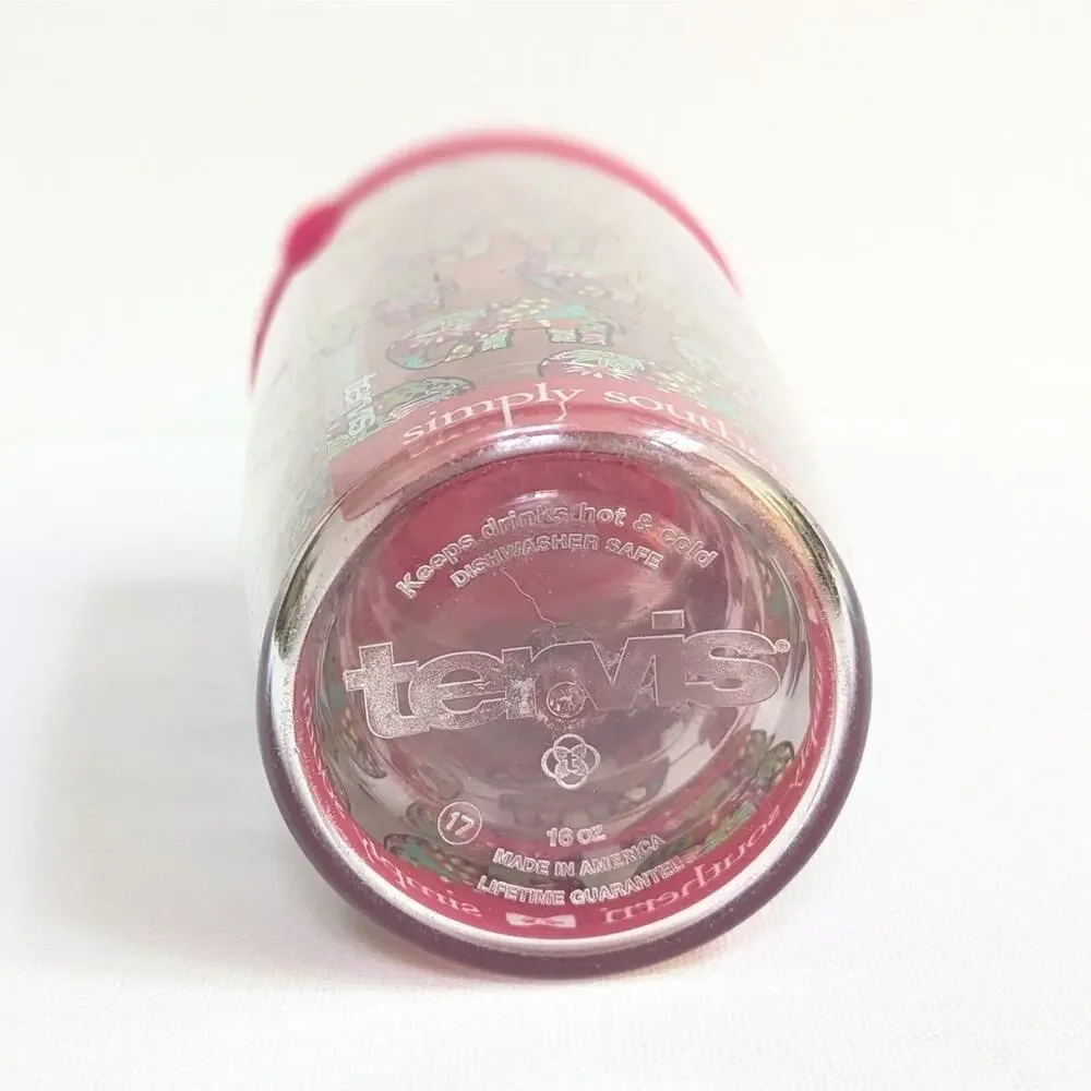 Simply Southern Tervis Tumbler 16 oz “B” Monogram Elephant Print Pink Lid